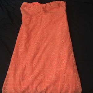 Salmon strapless dress